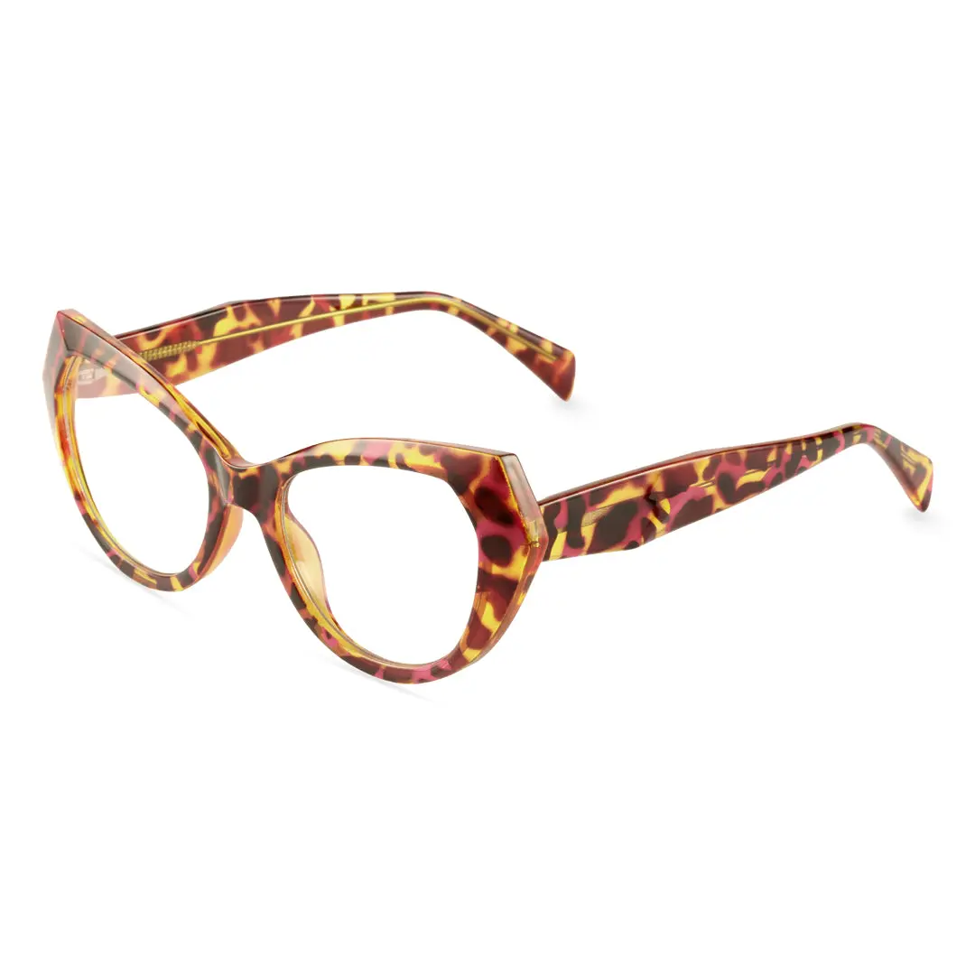 Angle view of Huda vintage cat eye tr90 eyeglasses CR0132411 in tortoise