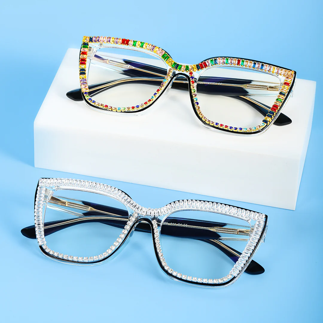 Scene view of Jesse colorful cat eye tr90 eyeglasses in clear. SPU: CR0142401