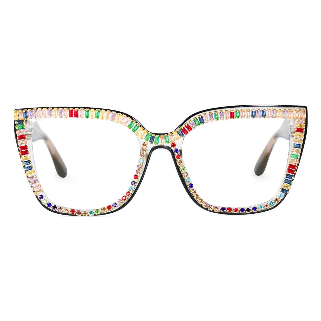 Front view of Jesse colorful cat-eye tr90 eyeglasses CR0142401 in multicolor