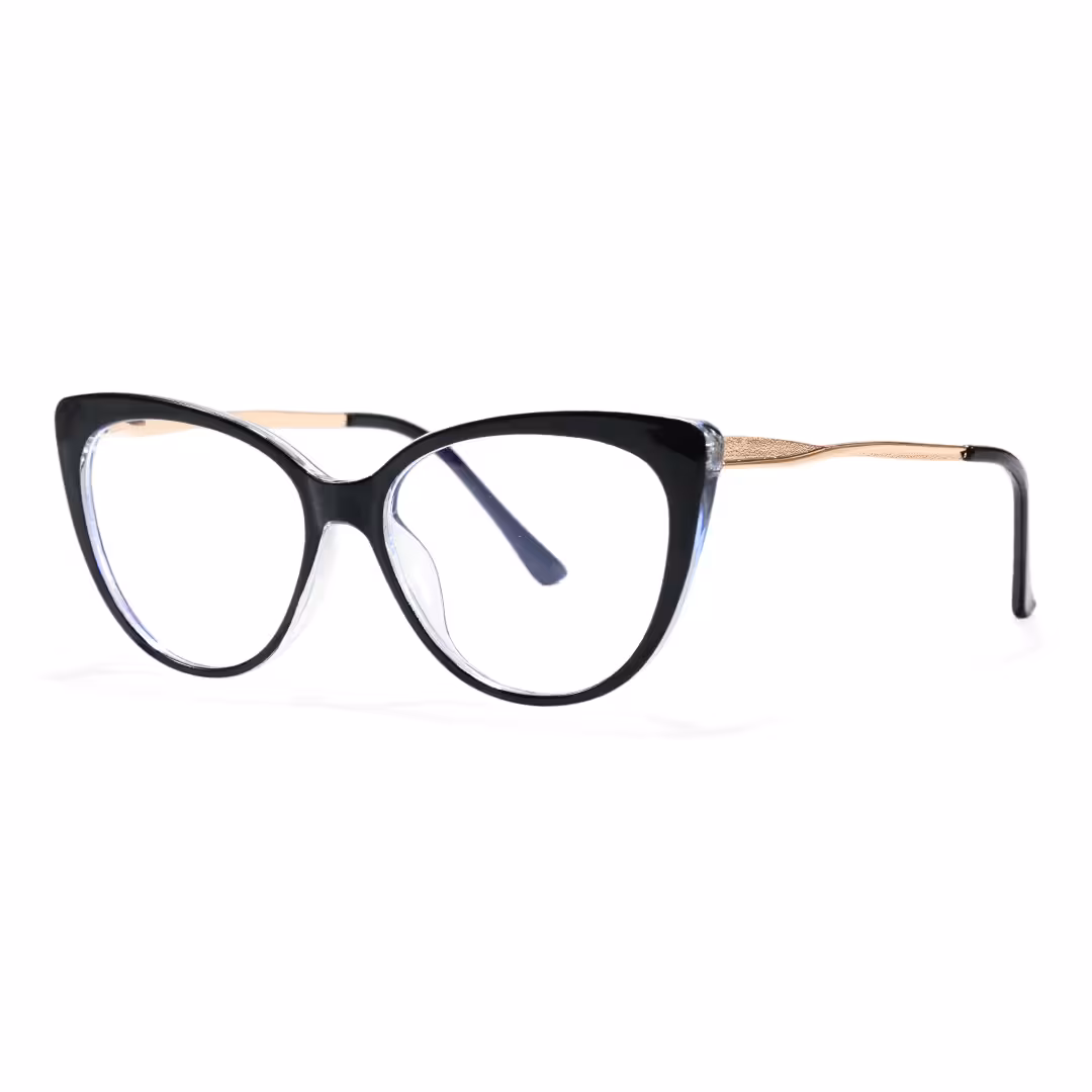 Angle view of Amara cat eye tr90 eyeglasses CR0142605 in black