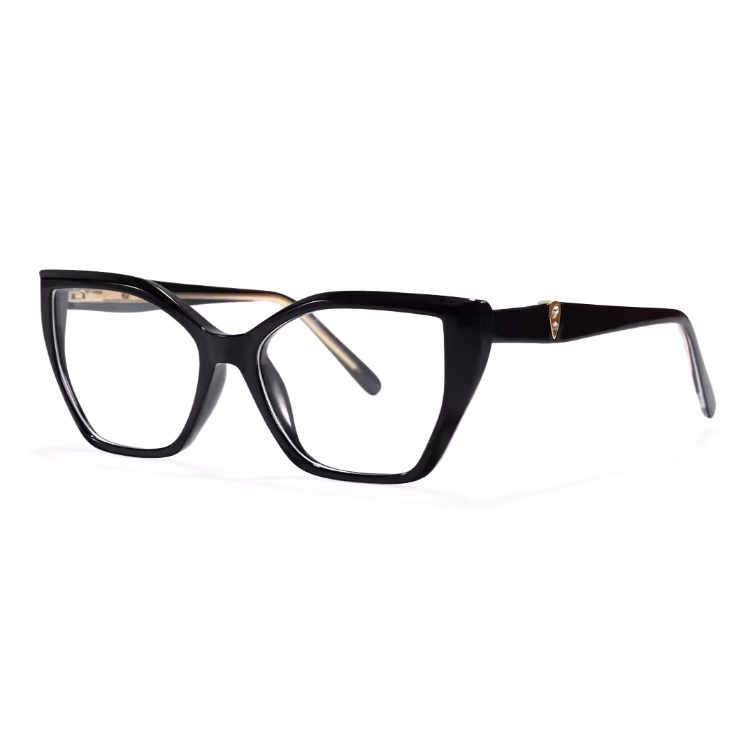 Angle view of Dahlia cat eye tr90 eyeglasses CR0162605 in black