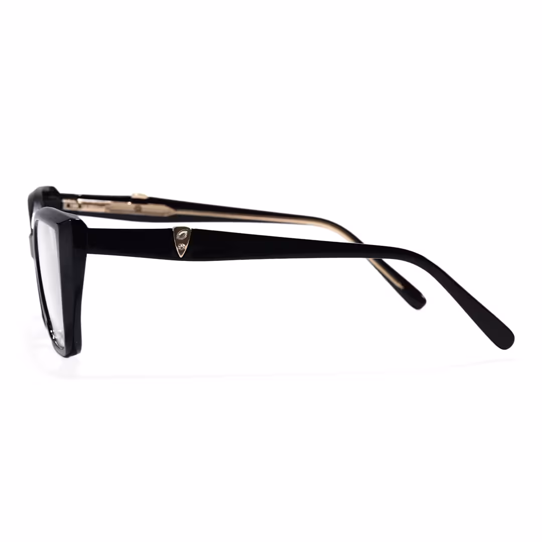 Side view of Dahlia cat eye tr90 eyeglasses CR0162605 in black