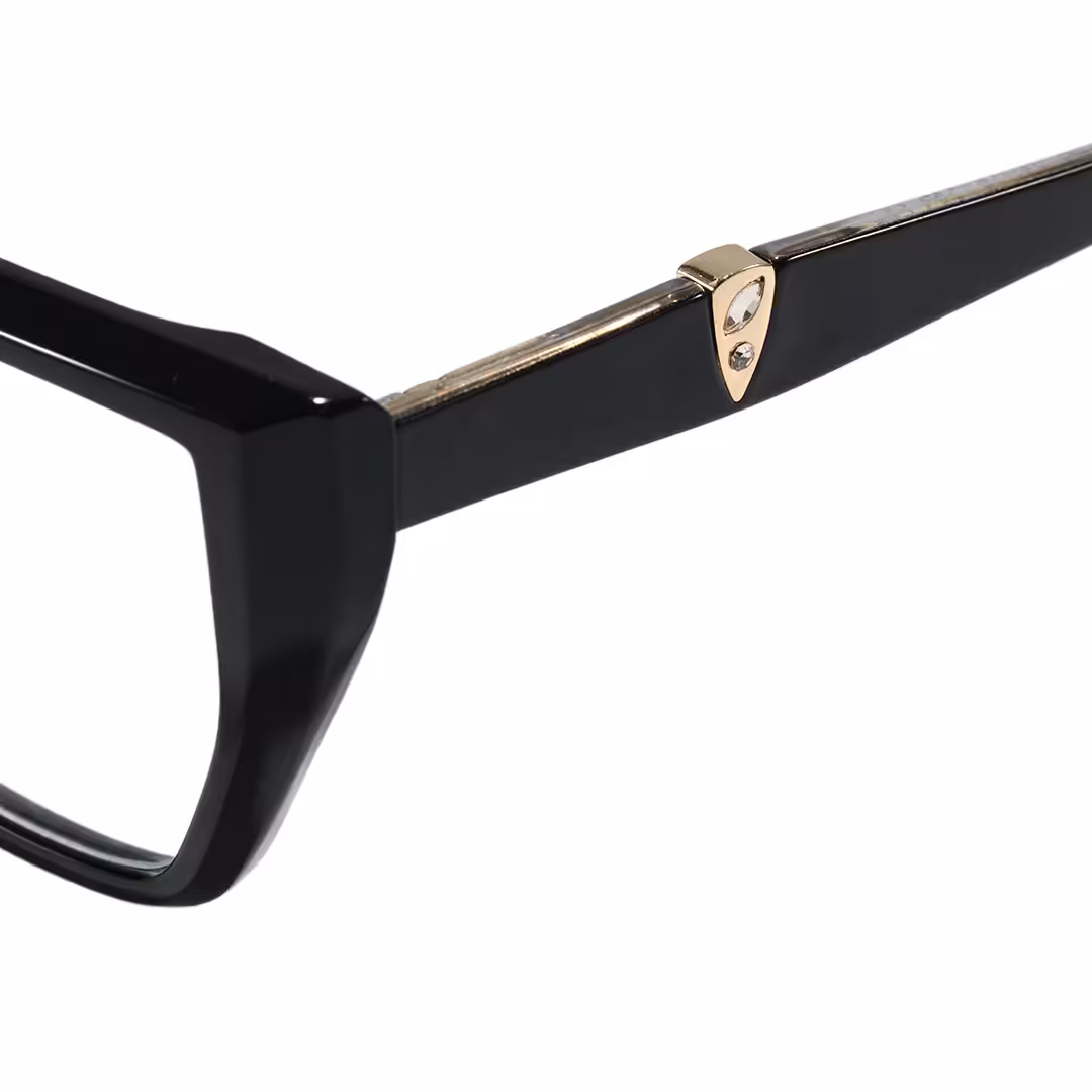 Temple detail of Dahlia cat eye tr90 eyeglasses CR0162605 in black