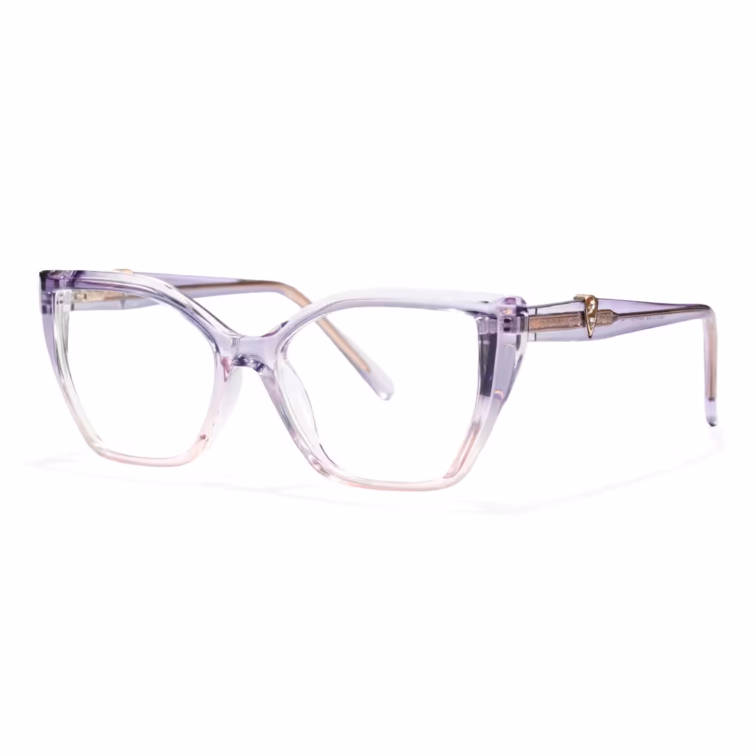 Angle view of Dahlia cat eye tr90 eyeglasses CR0162605 in purple