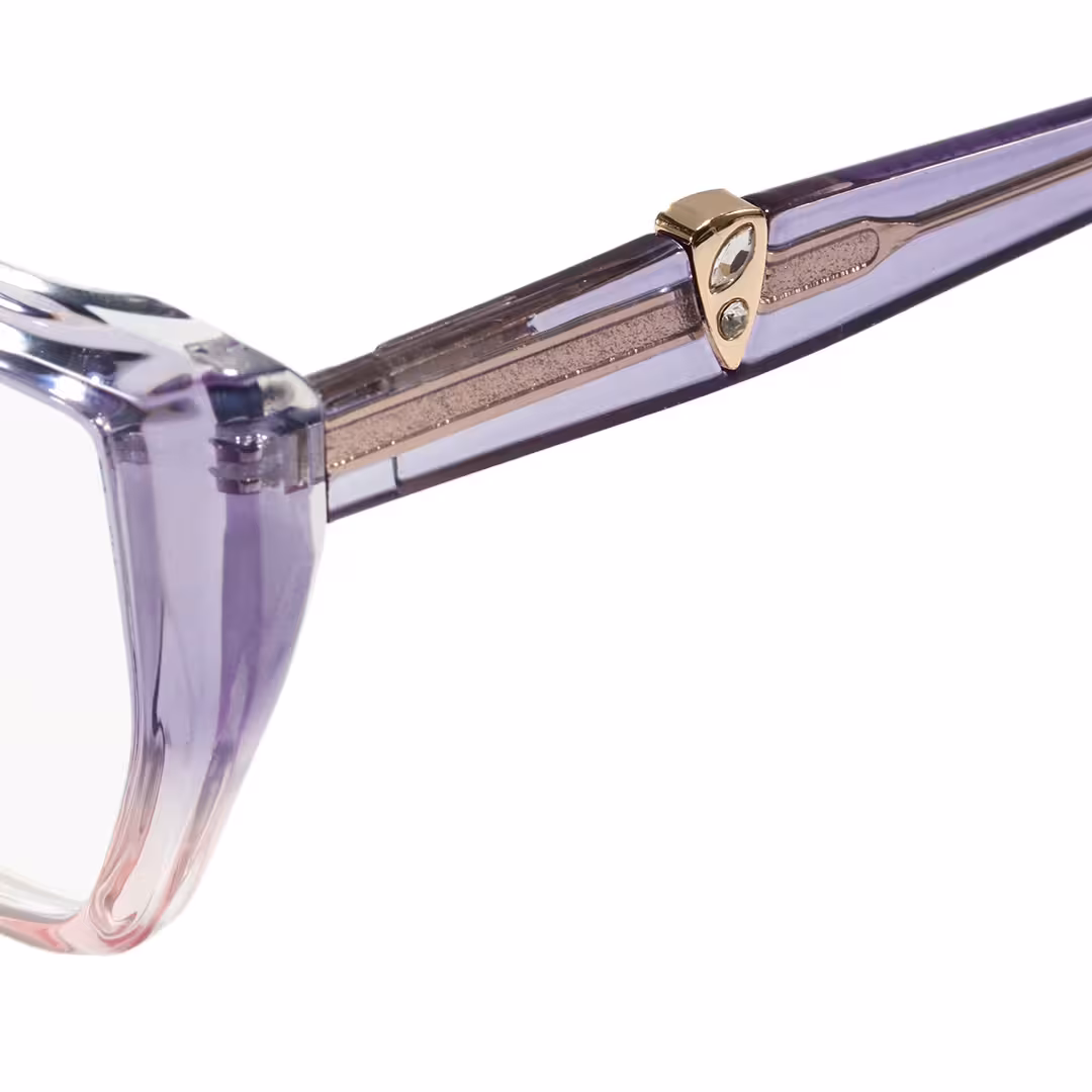 Temple detail of Dahlia cat eye tr90 eyeglasses CR0162605 in purple