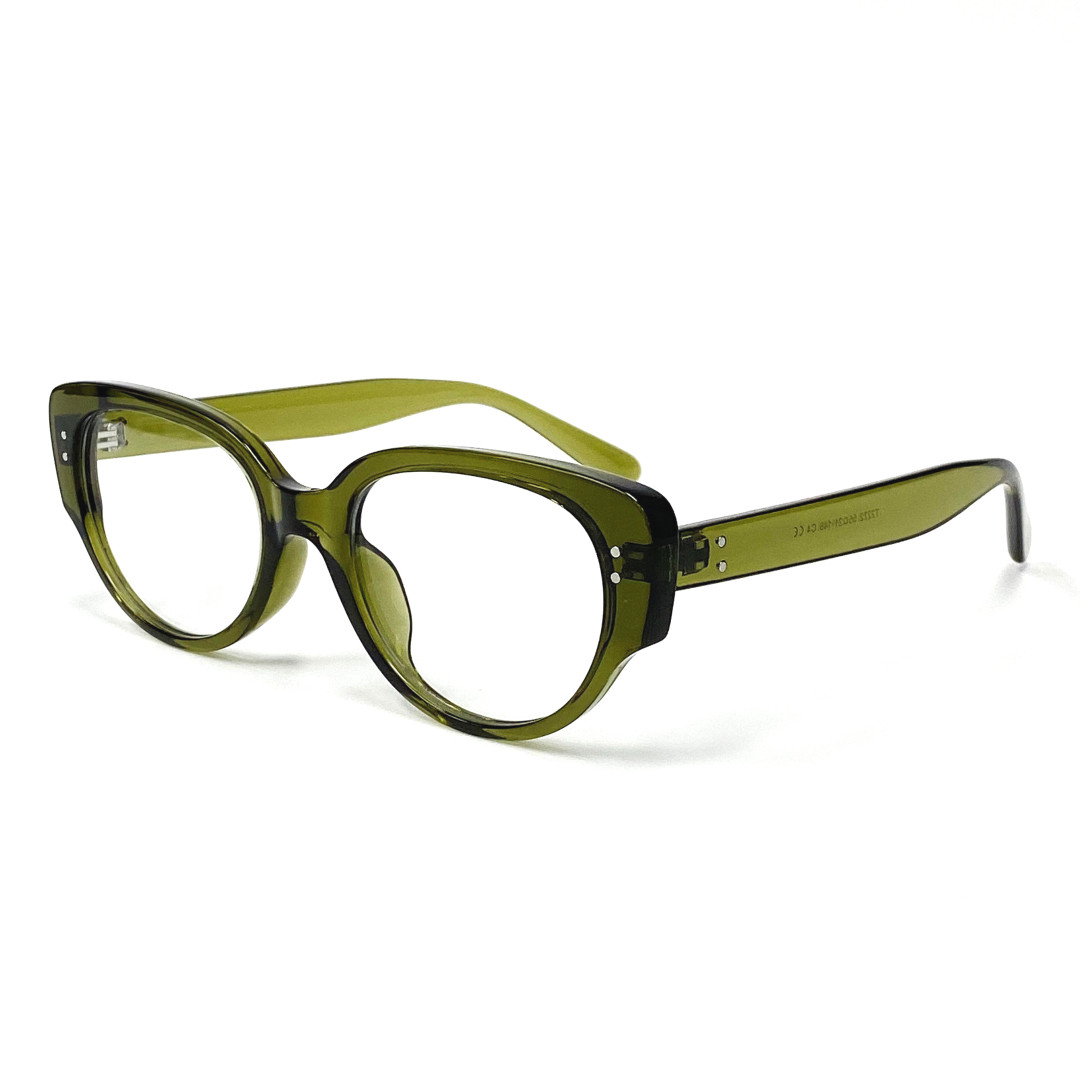 Angle view of Tame vintage cat eye tr90 eyeglasses in army green. SPU: CR0172302