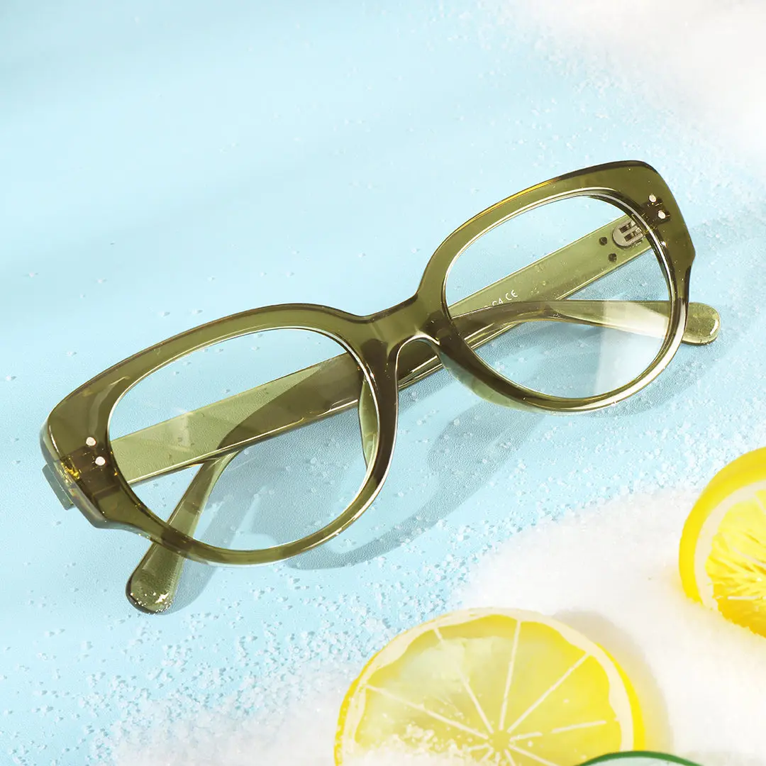 Scene view of Tame vintage cat eye tr90 eyeglasses in army green. SPU: CR0172302