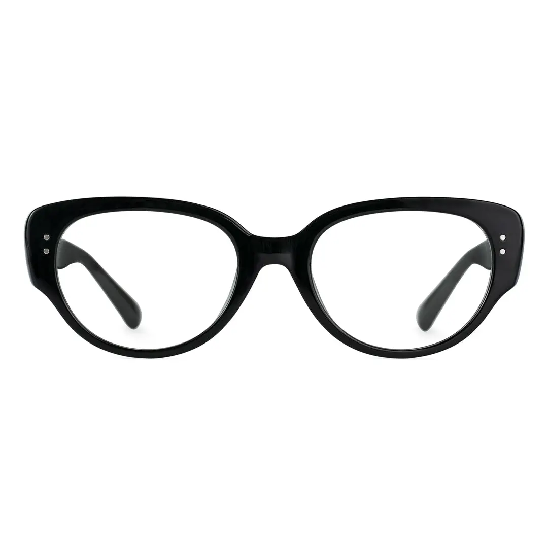 Front view of Tame vintage cat eye tr90 eyeglasses CR0172302 in black