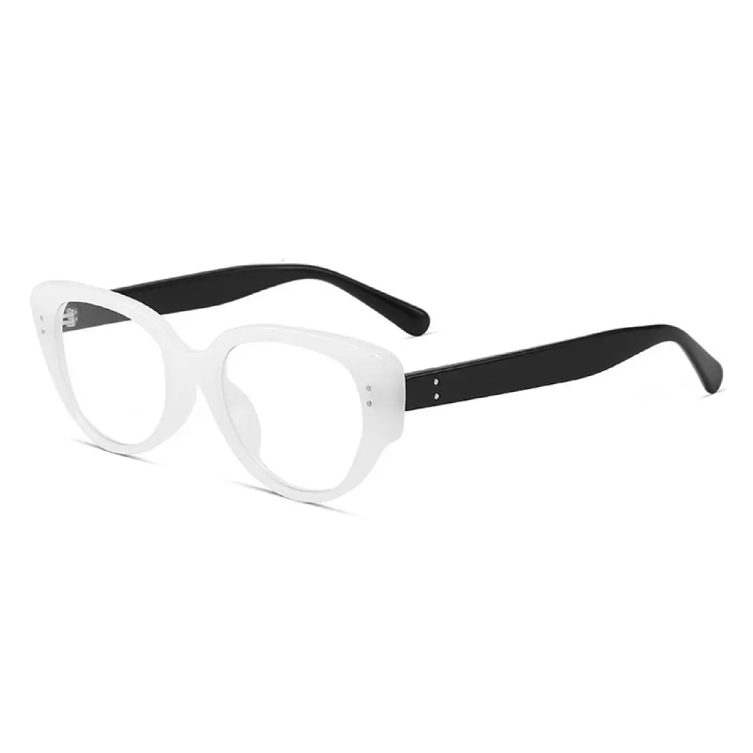 Angle view of Tame vintage cat eye tr90 eyeglasses in white. SPU: CR0172302