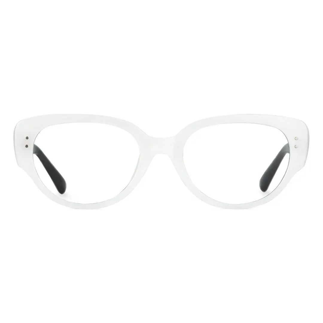 Front view of Tame vintage cat eye tr90 eyeglasses CR0172302 in white