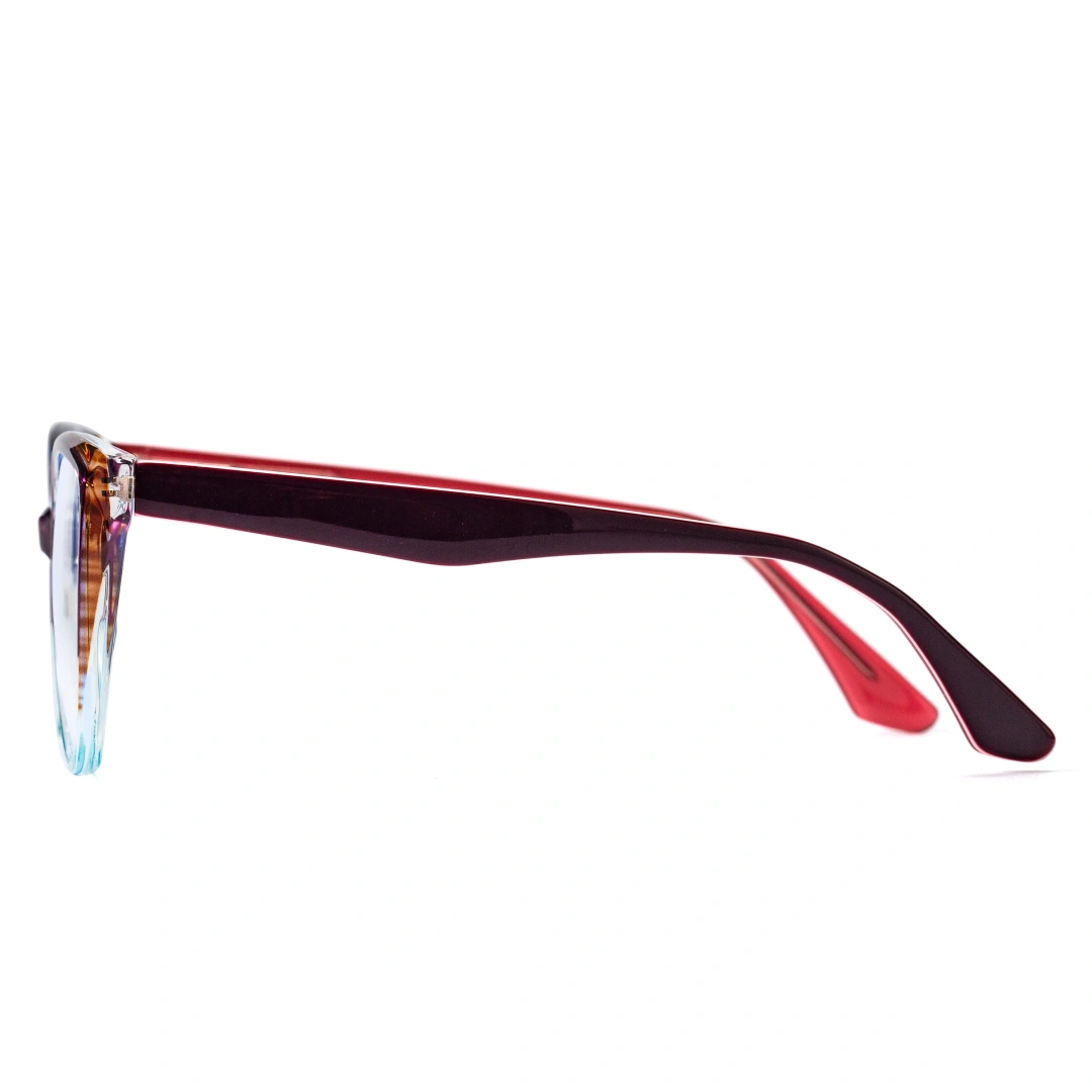 Side view of Run cat eye tr90 eyeglasses CR0172307 in two-tone(purple and cear)