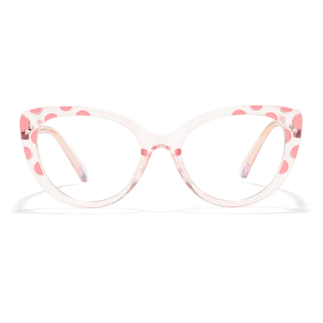 Front view of Quad cat eye tr90 eyeglasses CR0172411 in pink