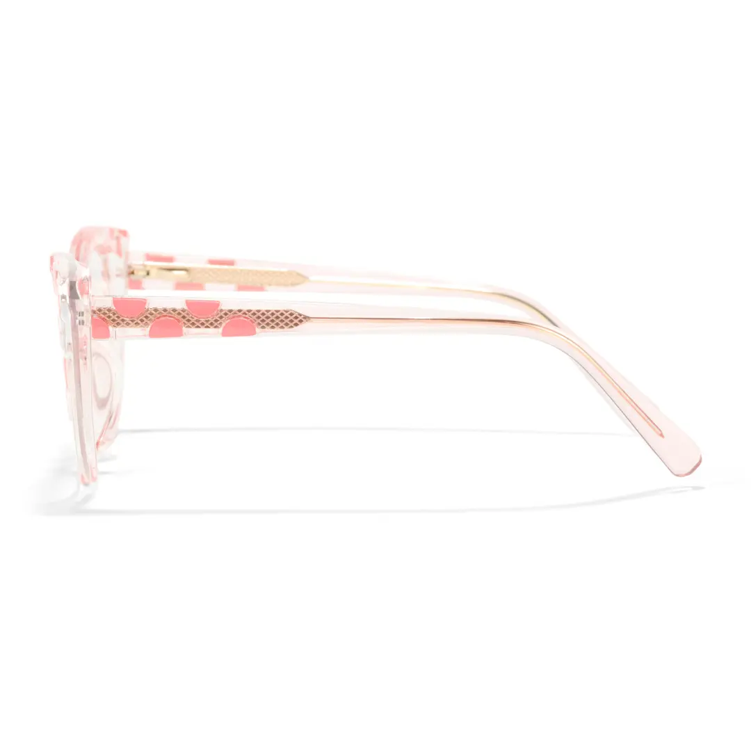 Side view of Quad cat eye tr90 eyeglasses CR0172411 in pink