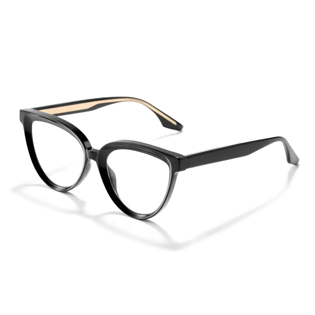 Angle view of Radiant cat eye tr90 eyeglasses CR0222411 in black