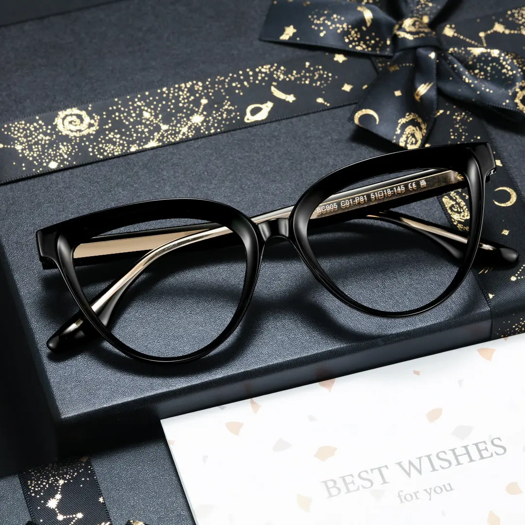 Set view of Radiant cat eye tr90 eyeglasses CR0222411 in black