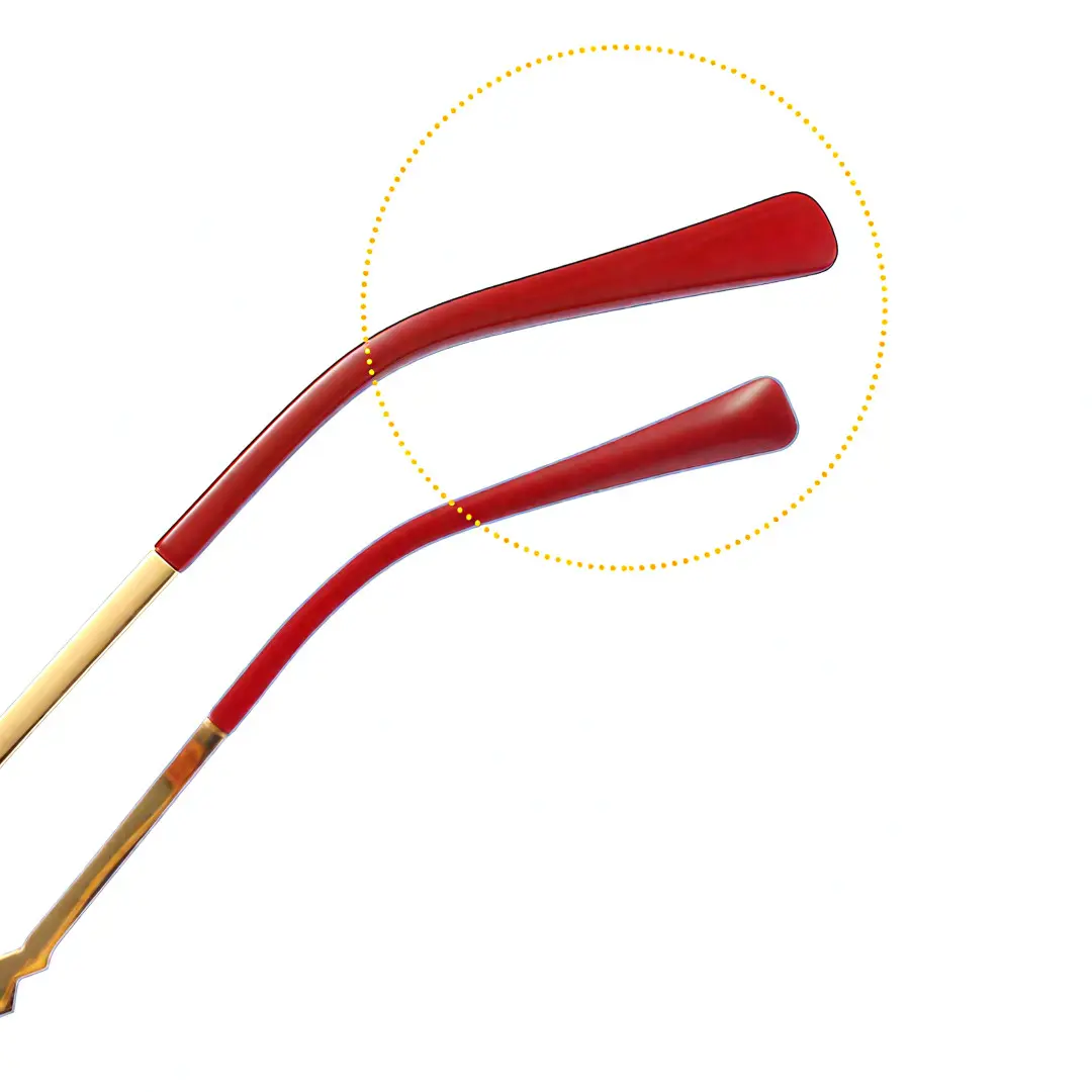 Temple detail of Wash cat eye tr90 eyeglasses CR0282302 in red