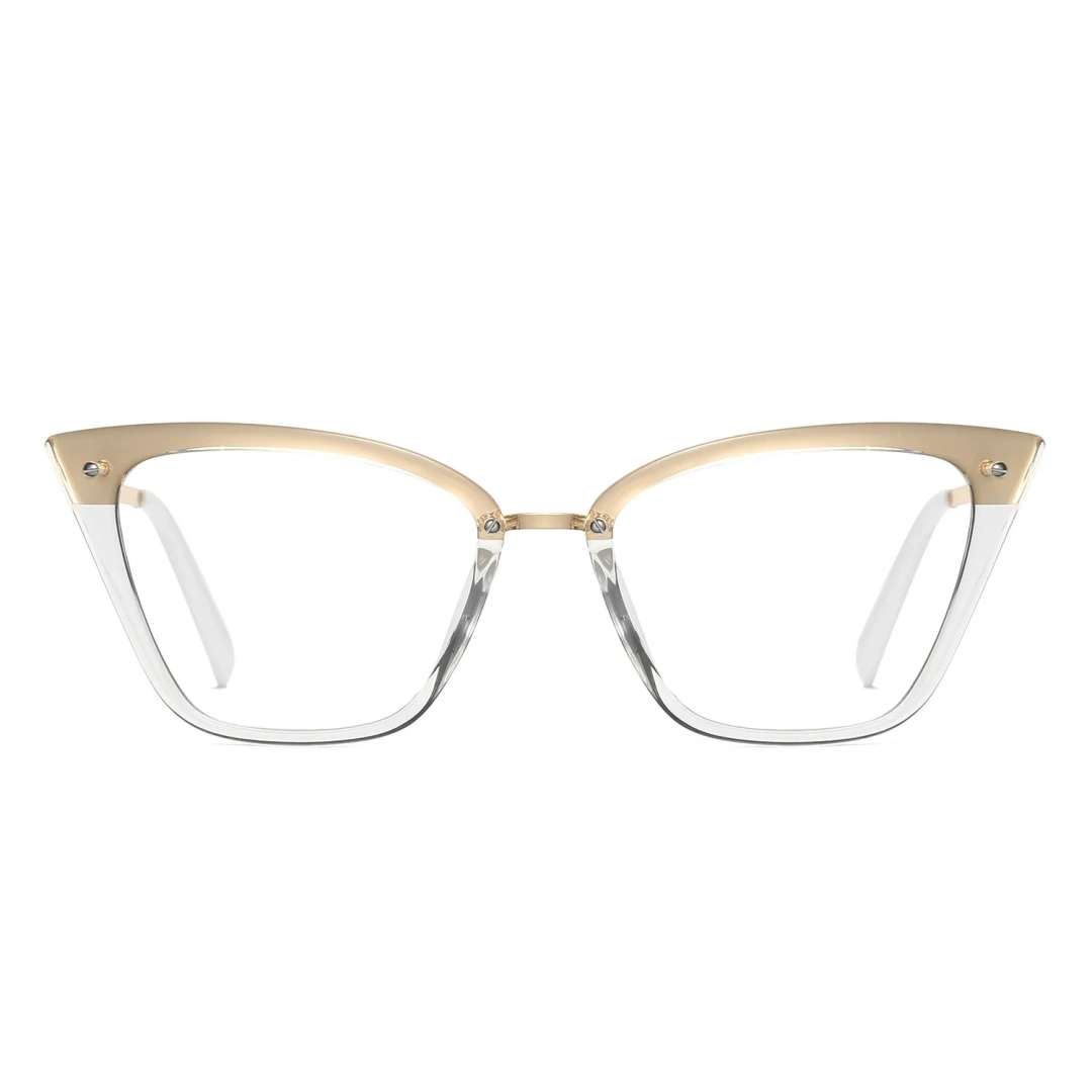 Front view of Kiss cat eye tr90 eyeglasses CR0292302 in gold