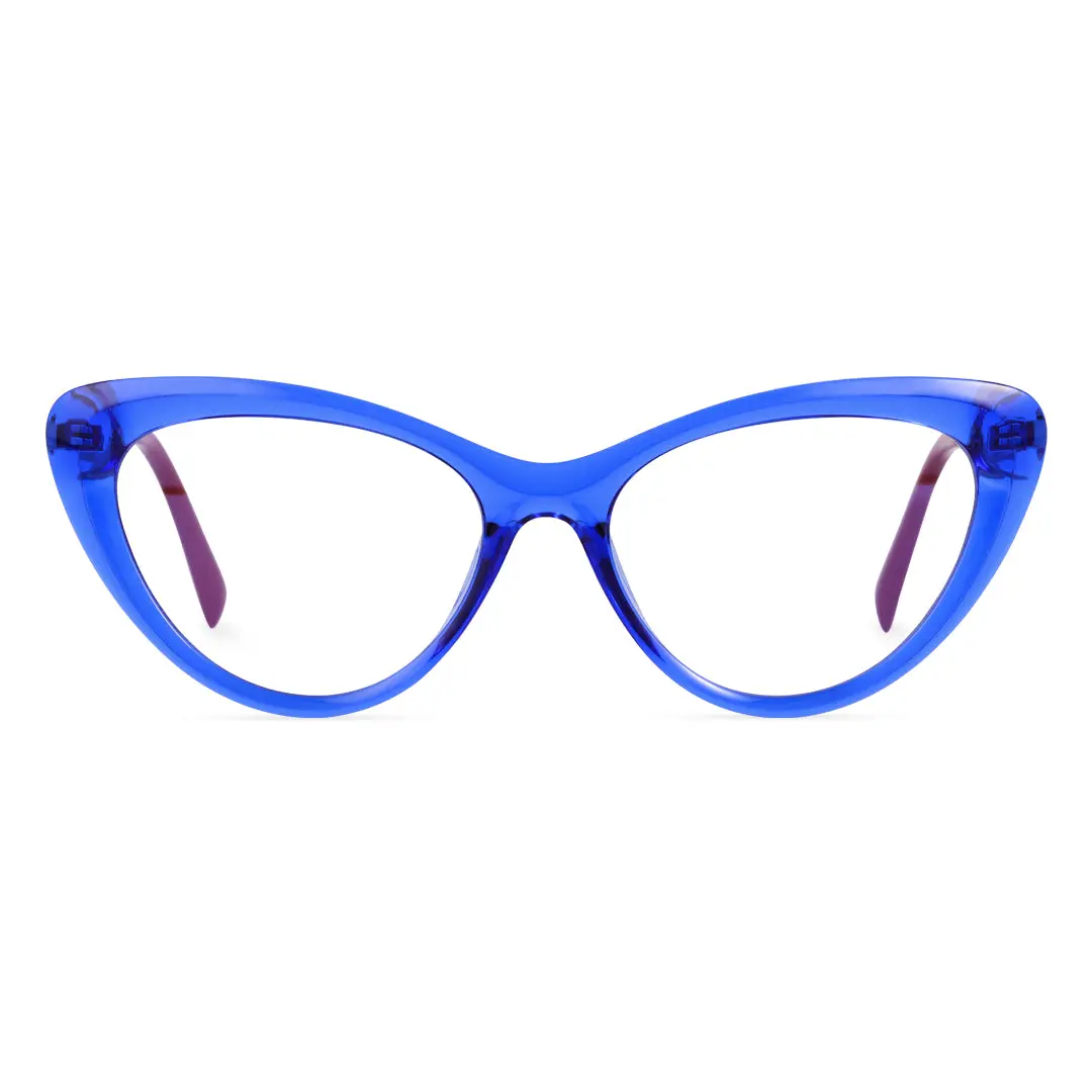 Front view of Bite vintage cat eye tr90 eyeglasses CR0302302 in blue