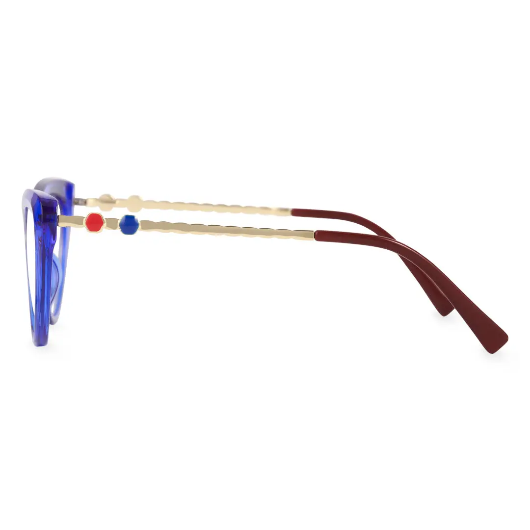 Side view of Bite vintage cat eye tr90 eyeglasses CR0302302 in blue