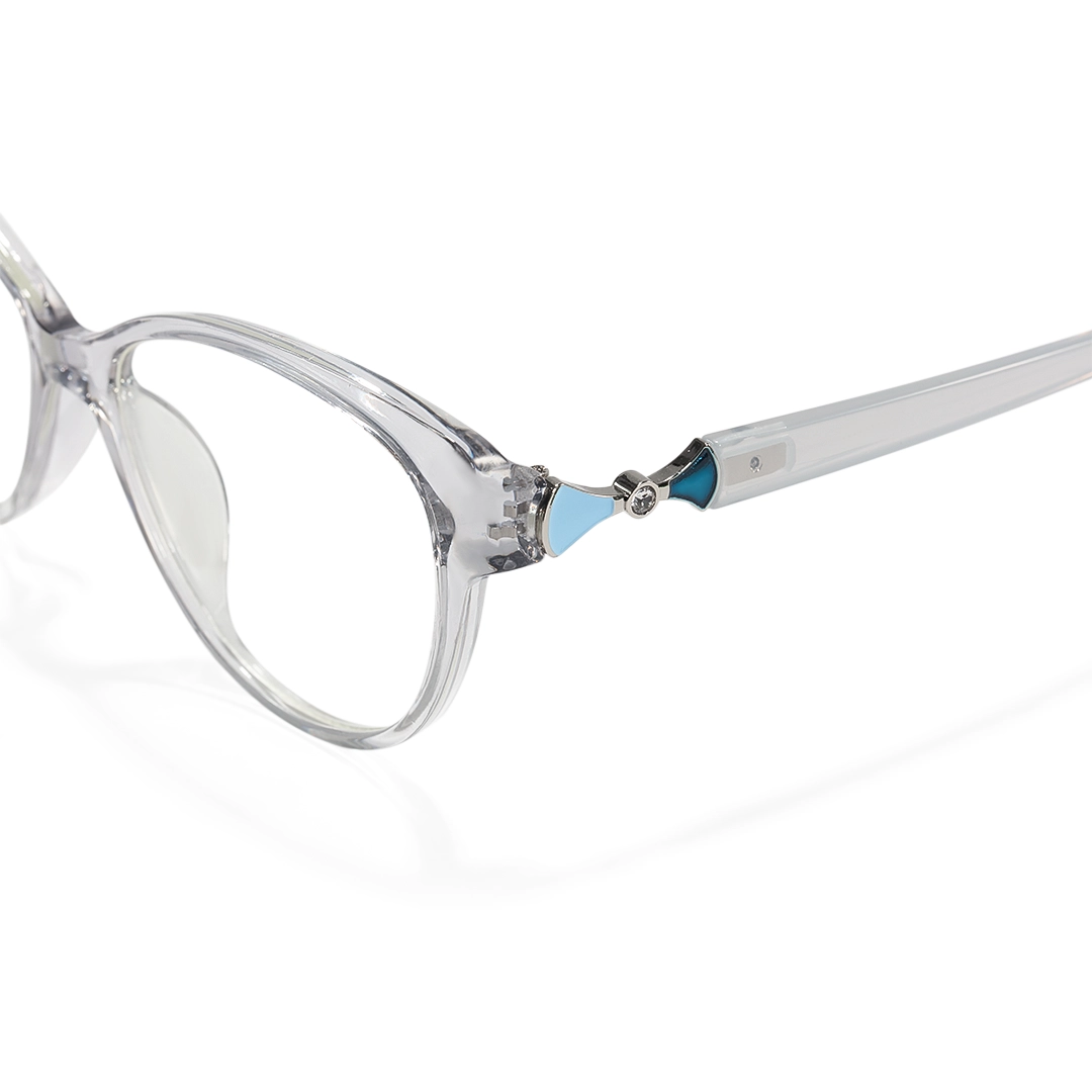 End piece detail of Delyth cat-eye tr90 eyeglasses CR0302509 in gray