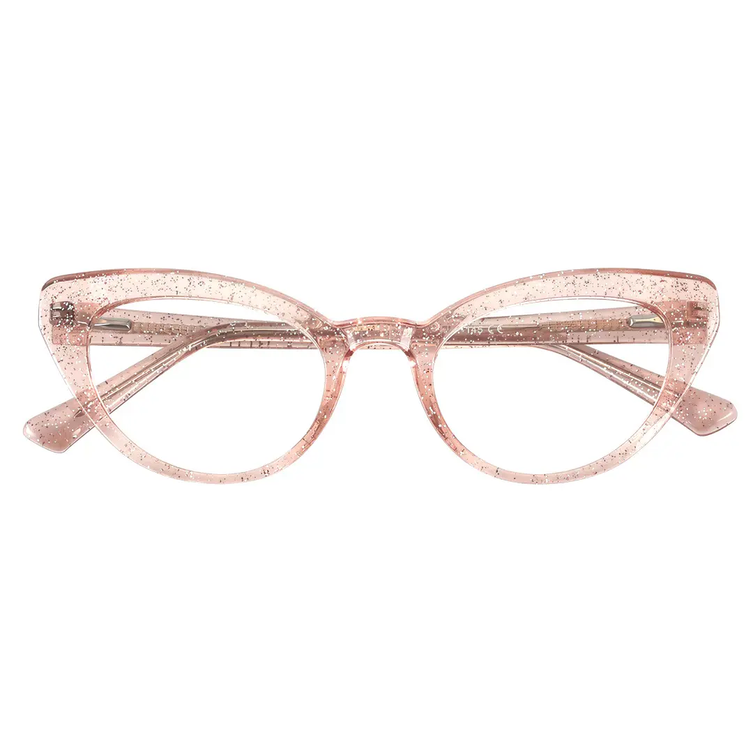 Front folded view of Noah cat eye tr90 eyeglasses CR0312408 in pink