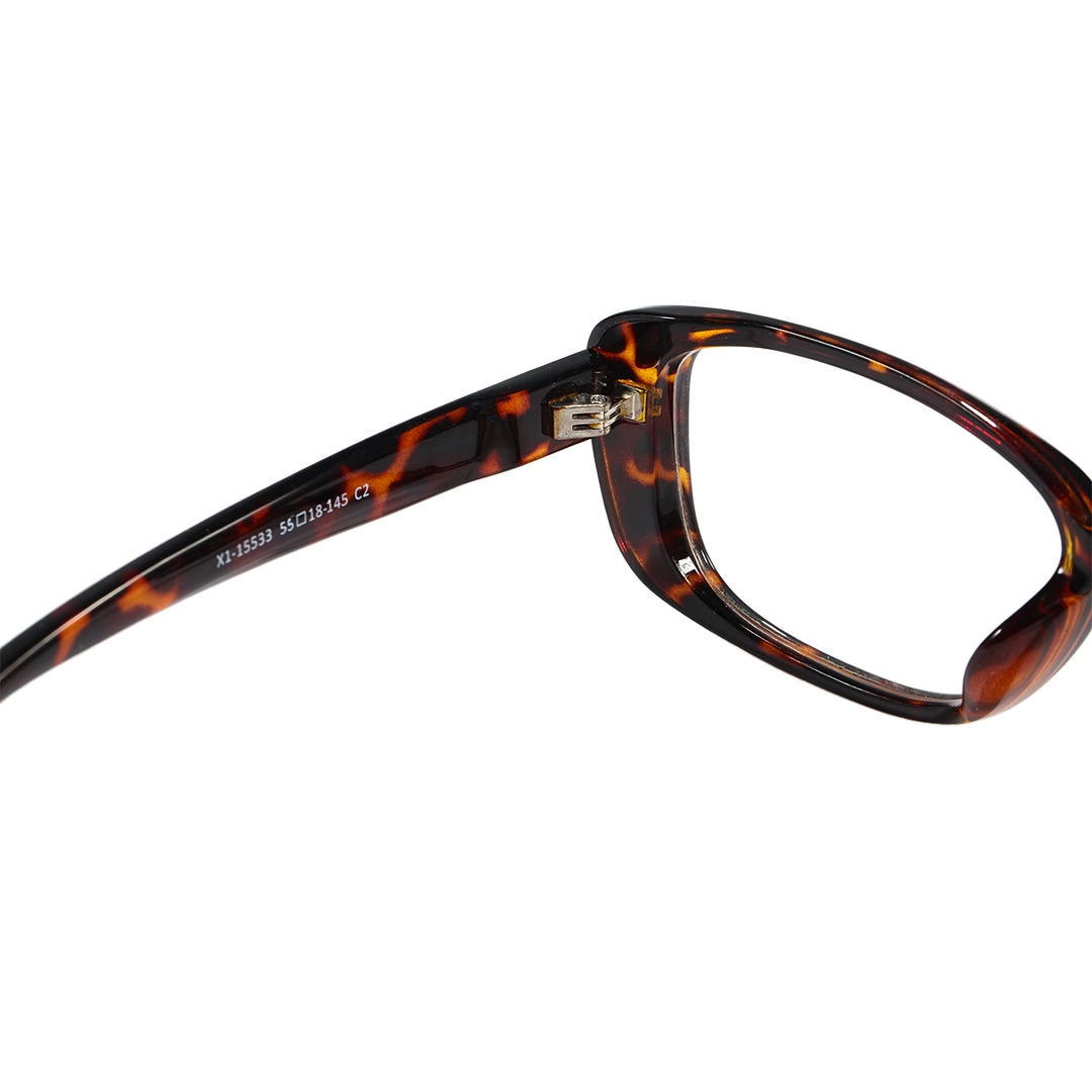 Hinge detail of Xena y2k cat eye tr90 eyeglasses CR0332601 in tortoise