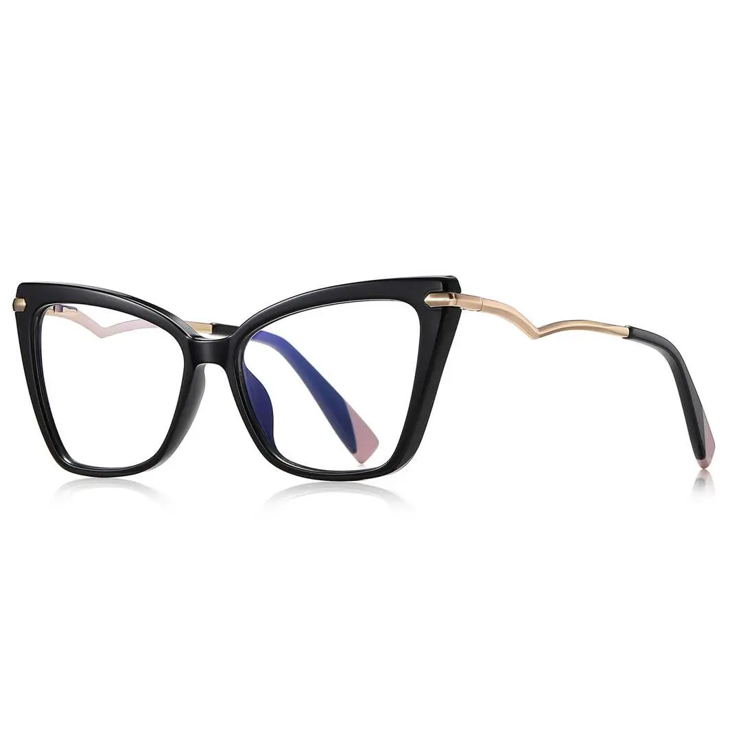 Angle view of Bexe cat eye tr90 eyeglasses CR0362302 in black