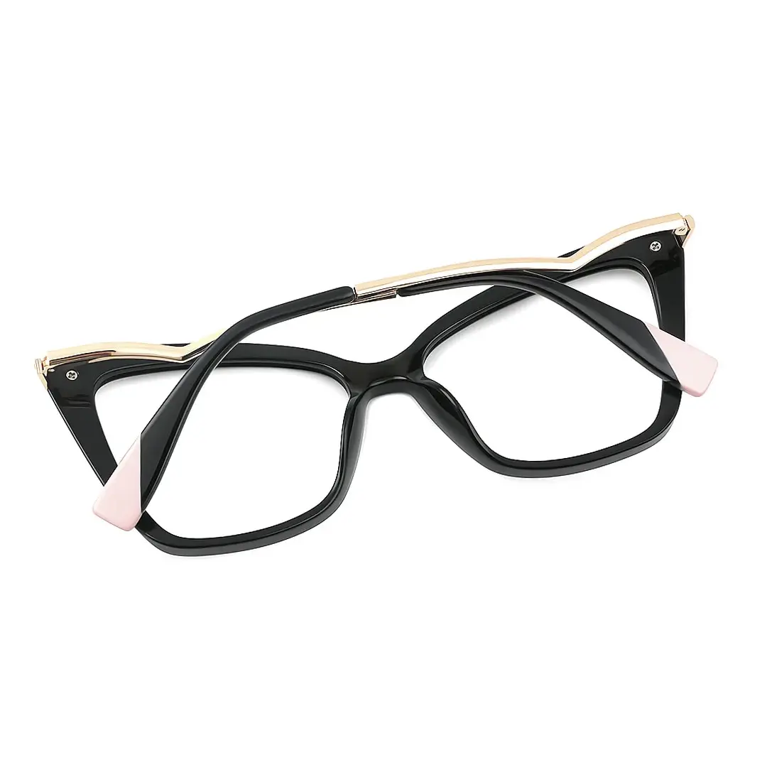 Back folded view of Bexe cat eye tr90 eyeglasses CR0362302 in black