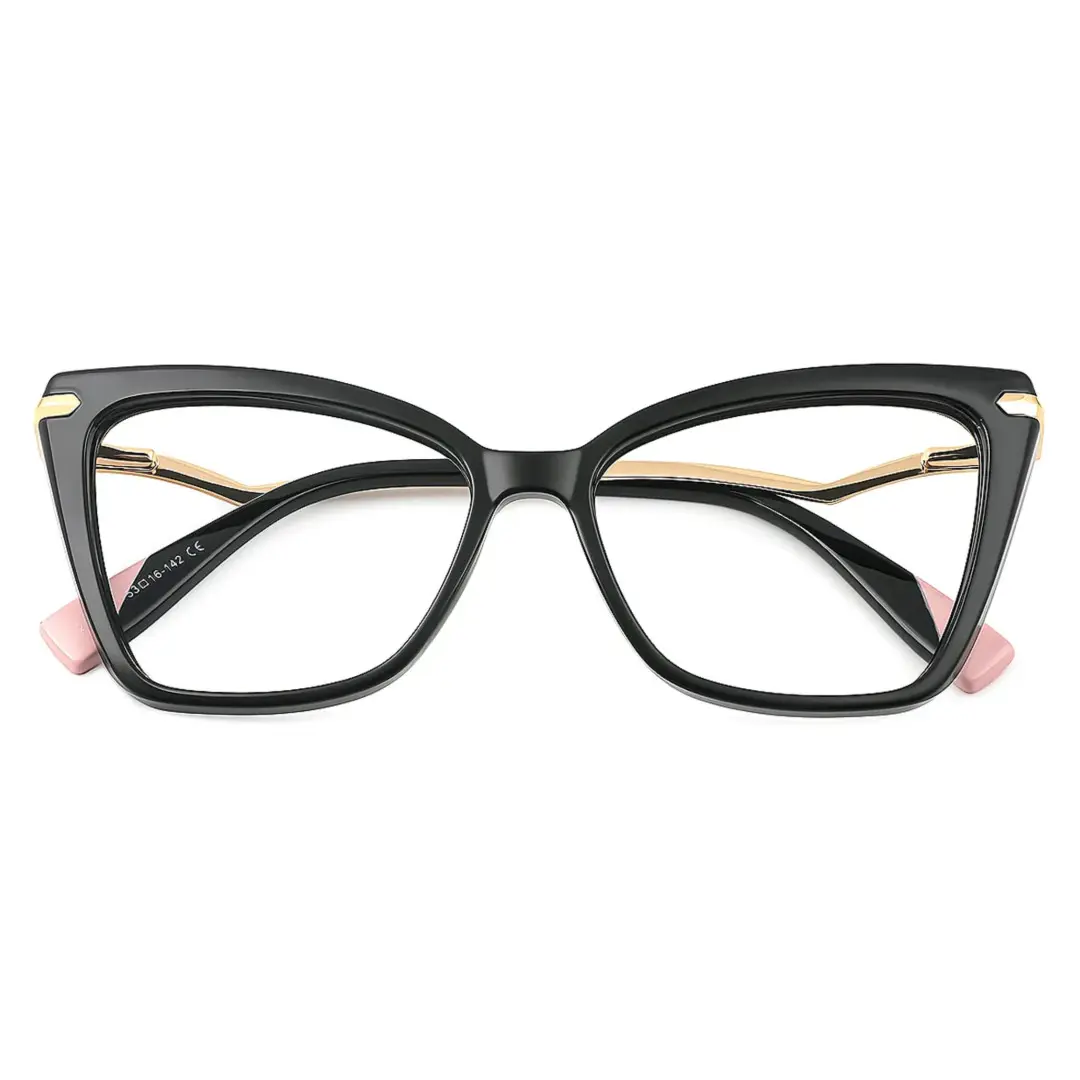 Front folded view of Bexe cat eye tr90 eyeglasses CR0362302 in black