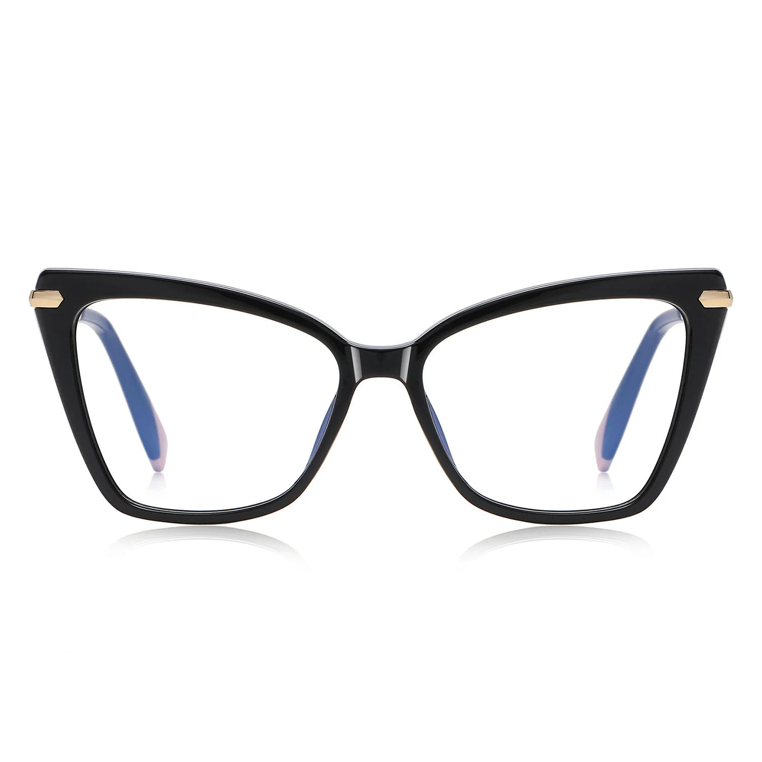Front view of Bexe cat eye tr90 eyeglasses CR0362302 in black