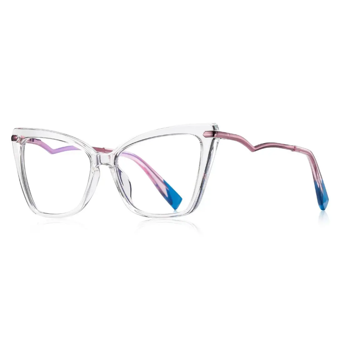 Angle view of Bexe cat eye tr90 eyeglasses CR0362302 in clear