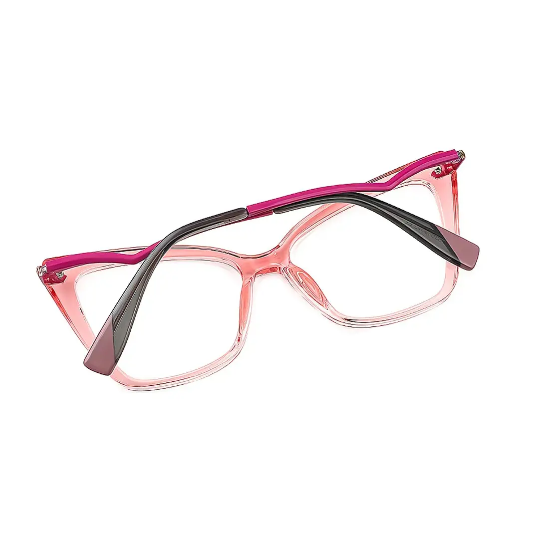 Back folded view of Bexe cat eye tr90 eyeglasses CR0362302 in pink