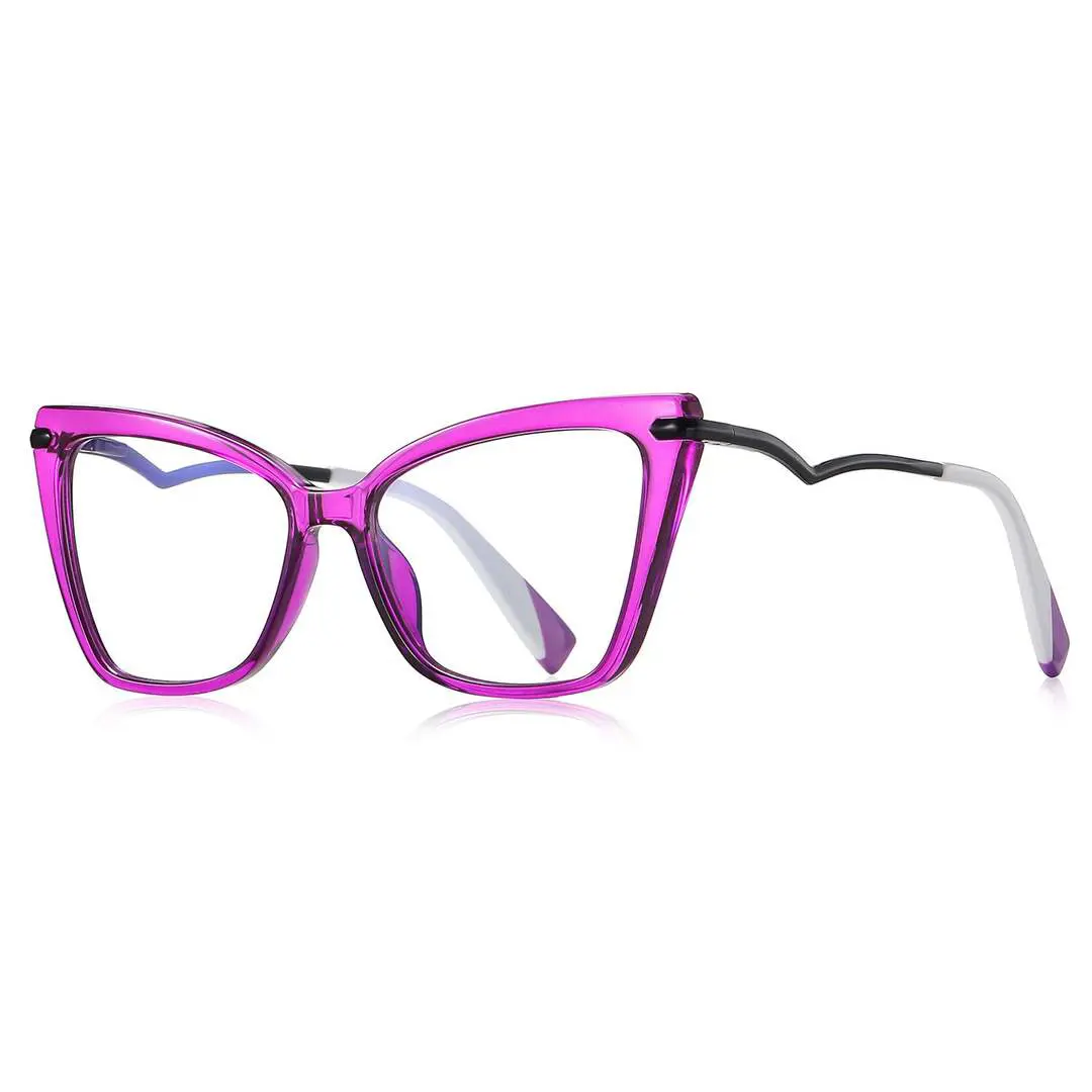 Angle view of Bexe cat eye tr90 eyeglasses CR0362302 in purple