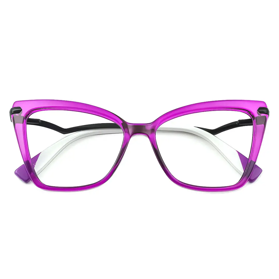 Front folded view of Bexe cat eye tr90 eyeglasses CR0362302 in purple