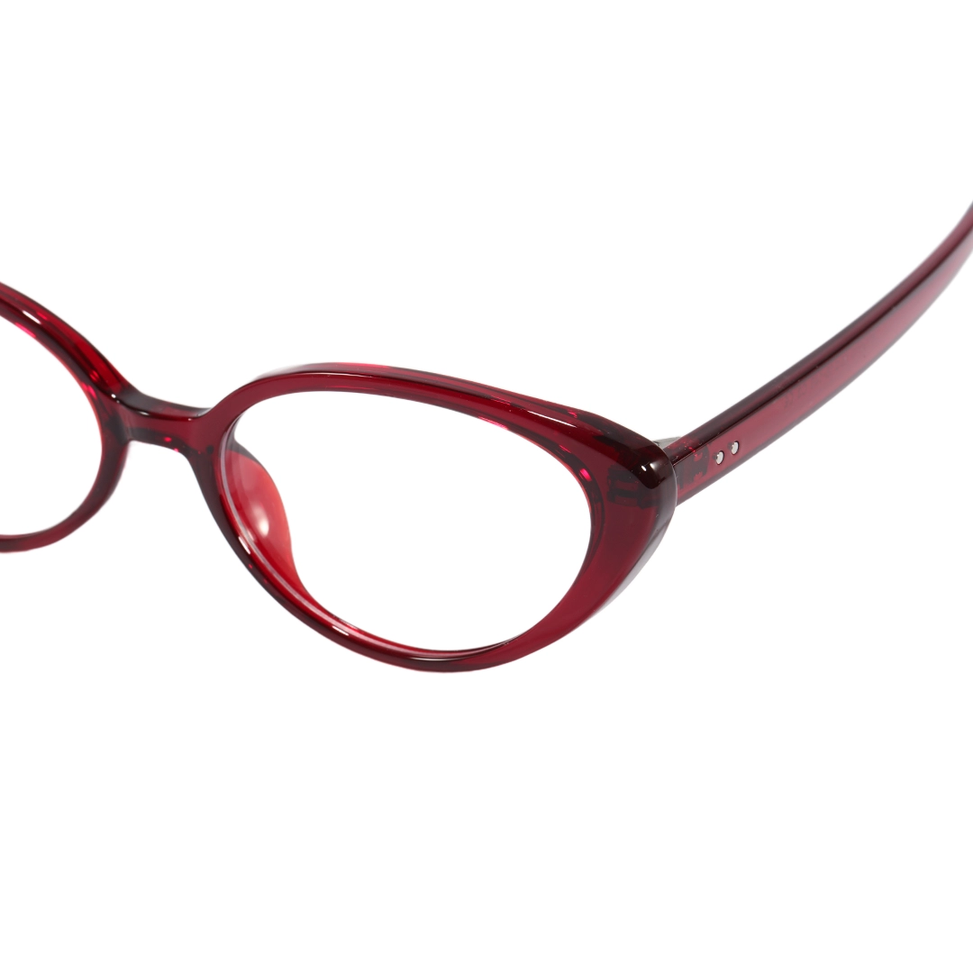 End piece detail of Petra office siren cat eye tr90 eyeglasses in red. SPU: CR0382601