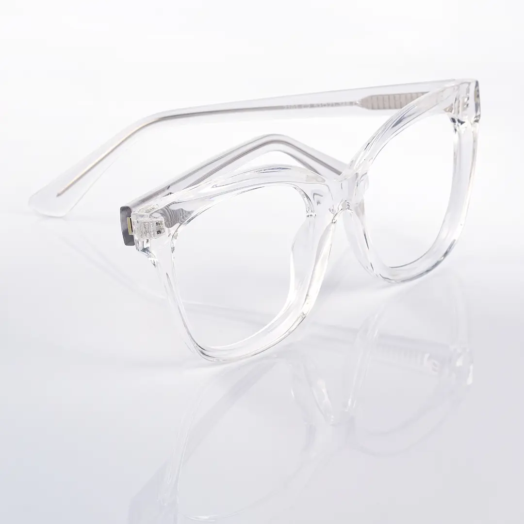 Scene close up view of bend cat eye tr90 eyeglasses CR0532505 in clear