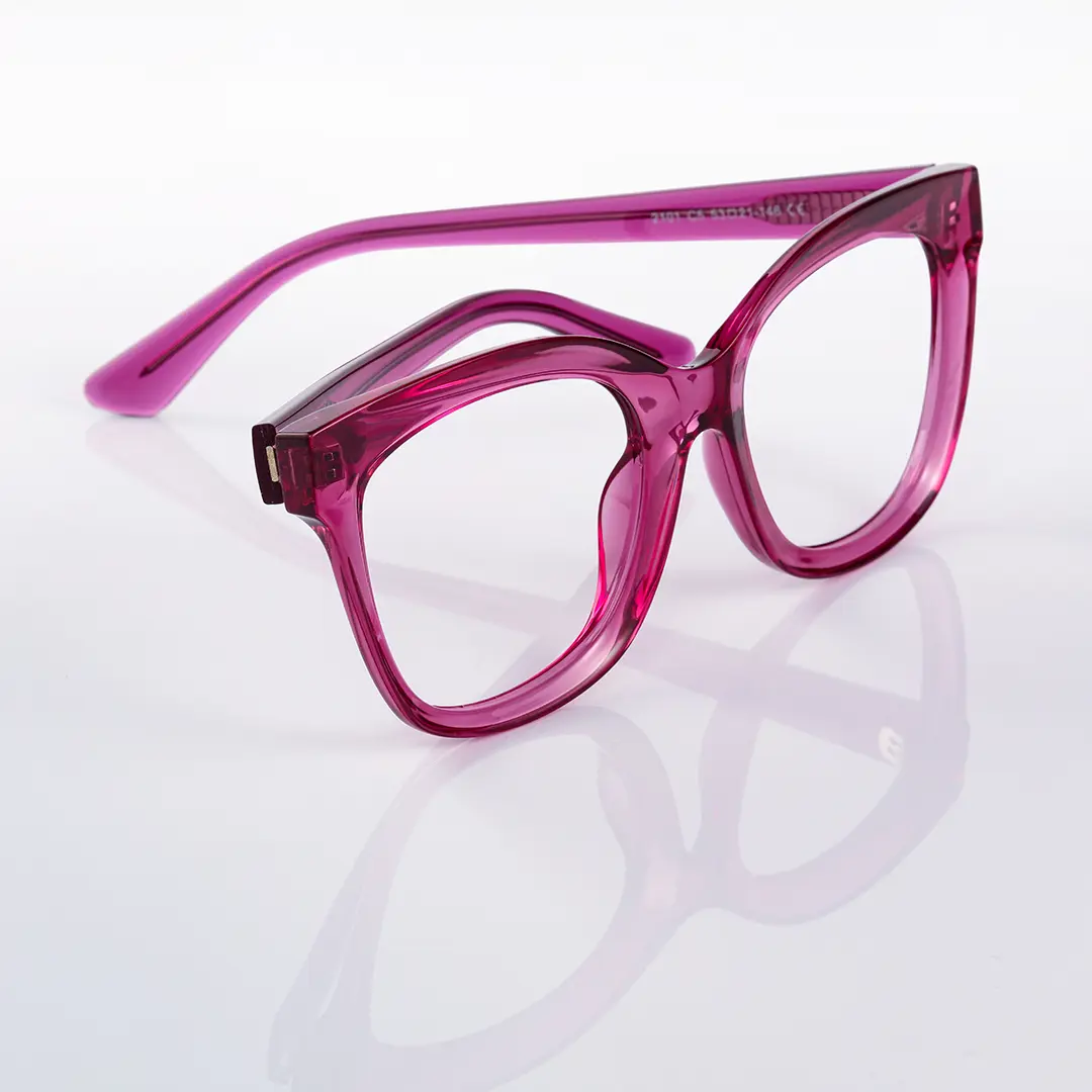Scene close up view of bend cat eye tr90 eyeglasses CR0532505 in pink