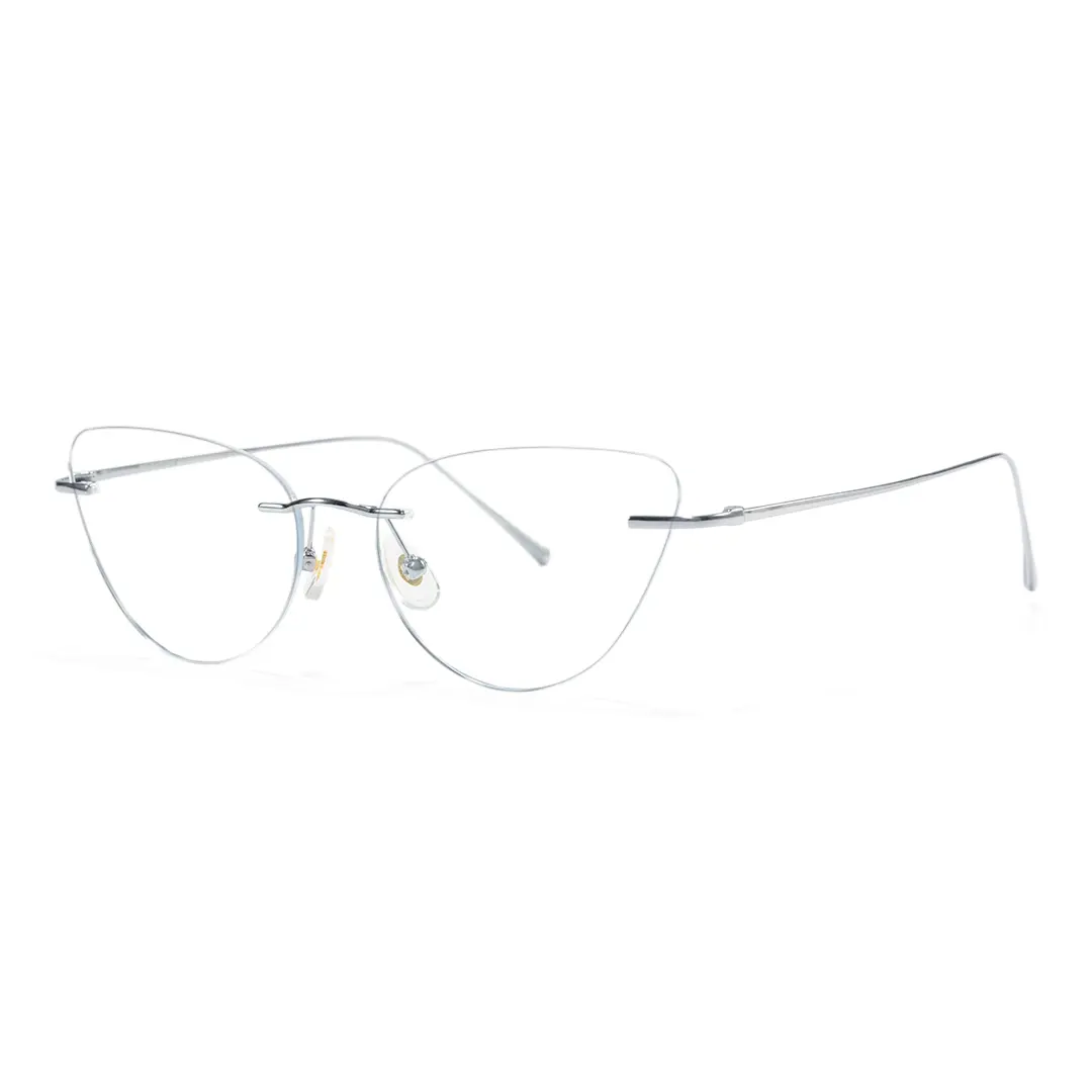 Angle view of Thalassa cat eye titanium eyeglasses CT0272604 in silver