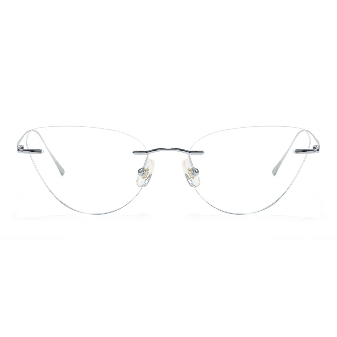 Front view of Thalassa cat eye titanium eyeglasses CT0272604 in silver