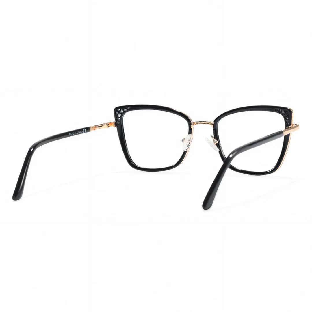 Back view of Feline cat eye metal eyeglasses CX0062510 in black