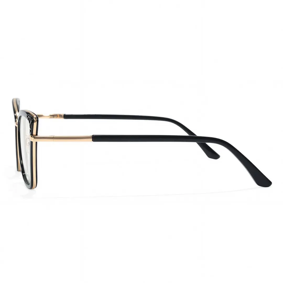 Side view of Feline cat eye metal eyeglasses CX0062510 in black