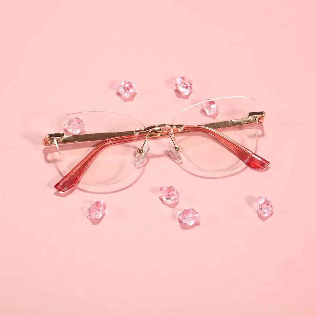 Front folded view of Martina cat eye tr90 eyeglasses CX0092507 in pink