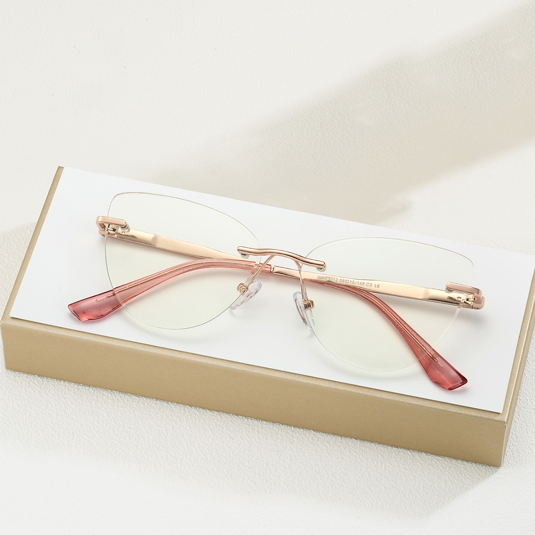 Front folded view of Prima cat eye tr90 eyeglasses CX0102507 in pink