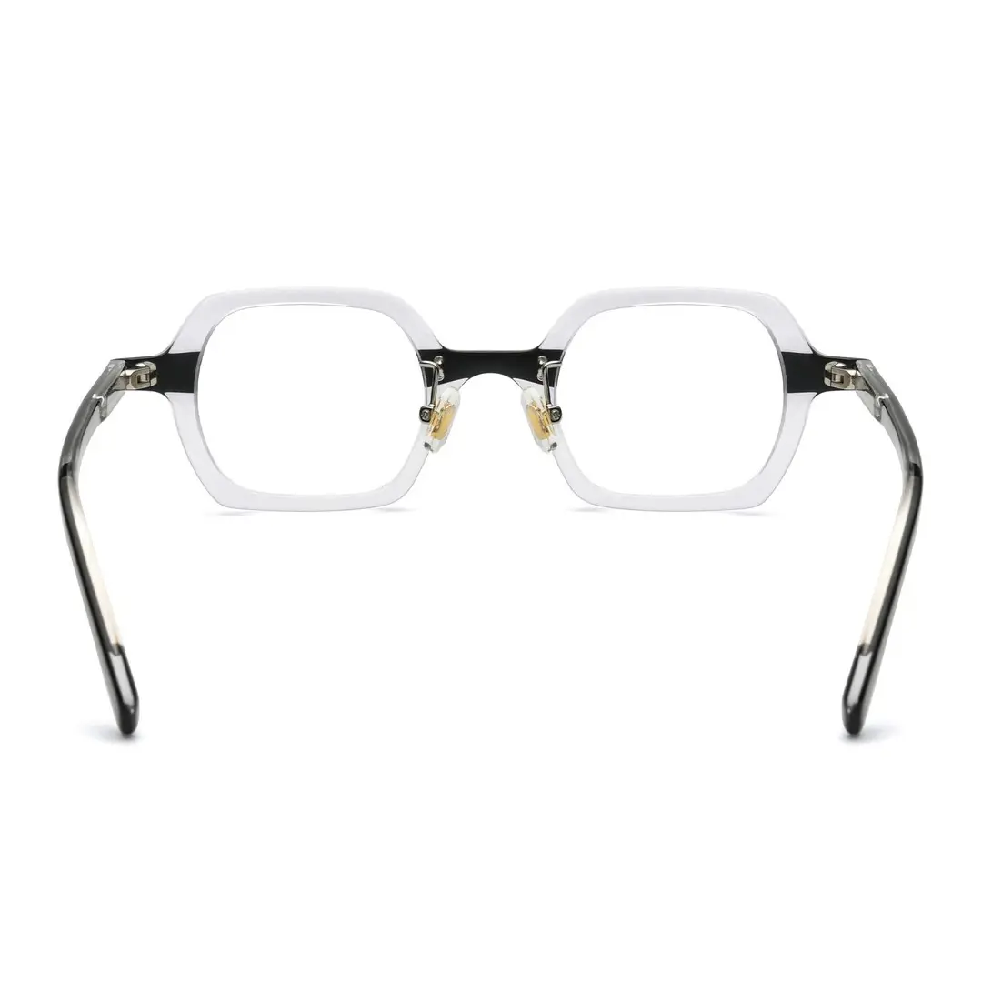 Back view of Eudora vintage rectangle acetate eyeglasses EA0022311 in clear