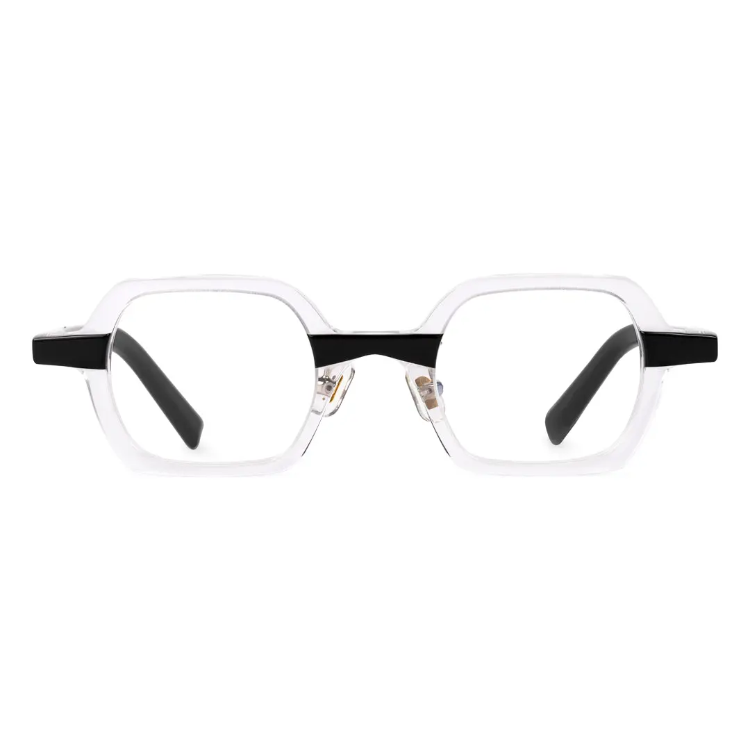 Front view of Eudora vintage rectangle acetate eyeglasses EA0022311 in clear
