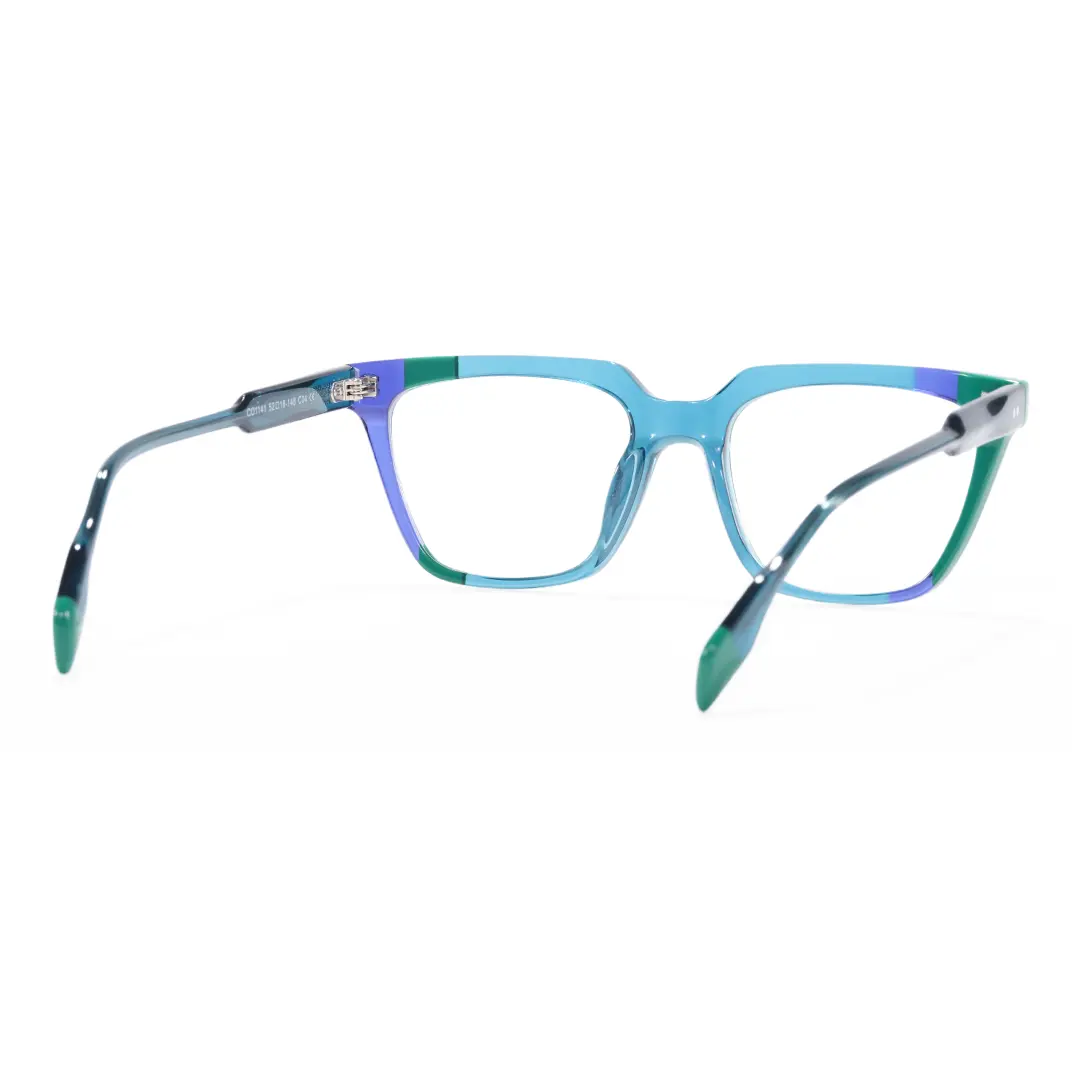 Back view of Eleanore colorful rectangle acetate eyeglasses EA0042209 in green
