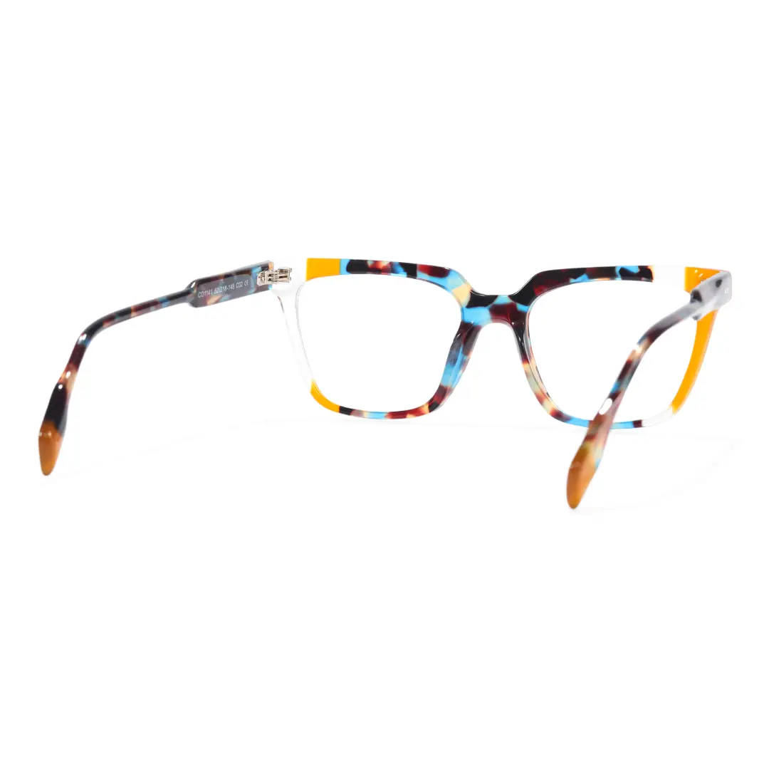 Back view of Eleanore colorful rectangle acetate eyeglasses EA0042209 in multicolor