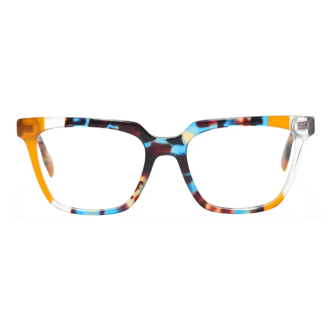 Front view of Eleanore colorful rectangle acetate eyeglasses EA0042209 in multicolor