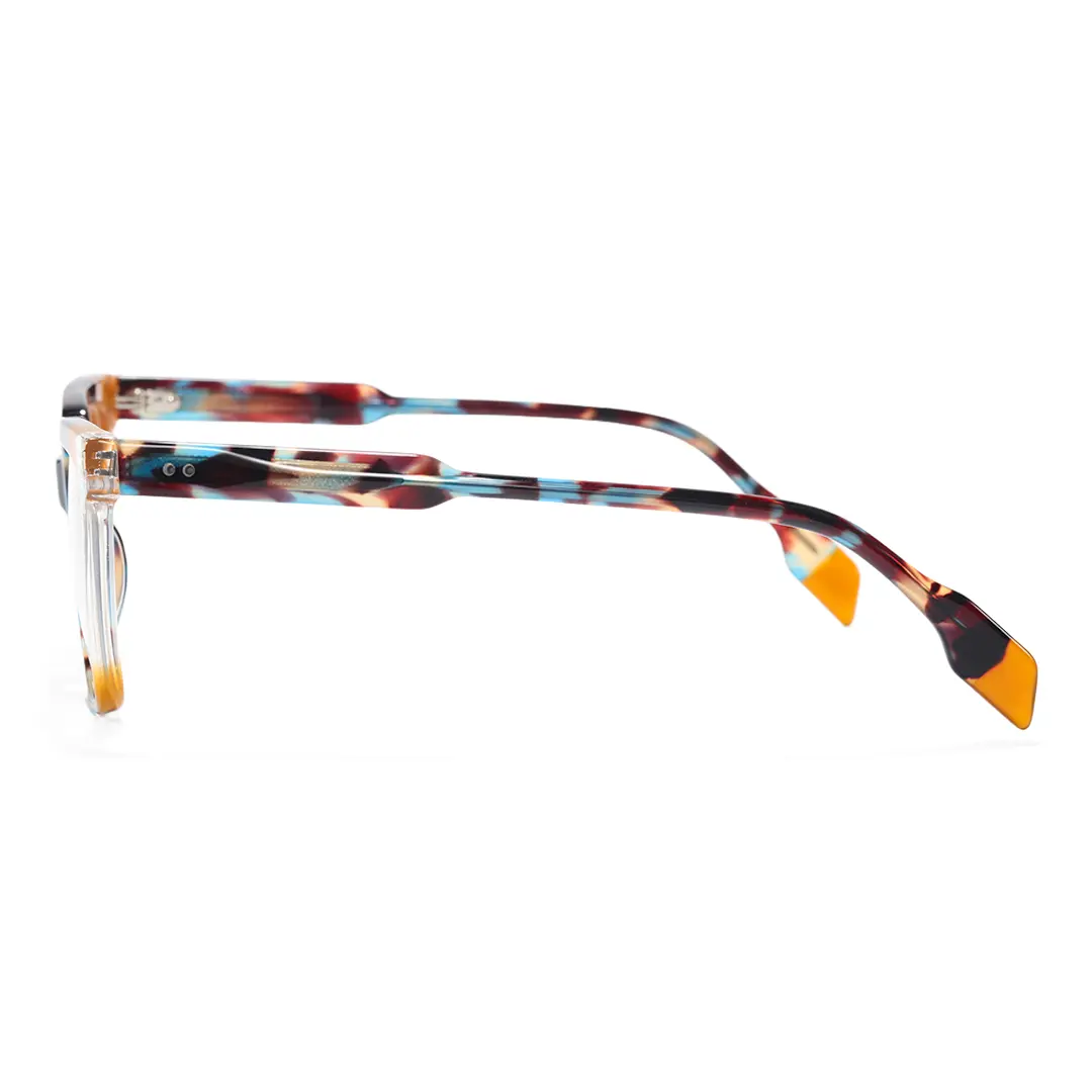 Side view of Eleanore colorful rectangle acetate eyeglasses EA0042209 in multicolor