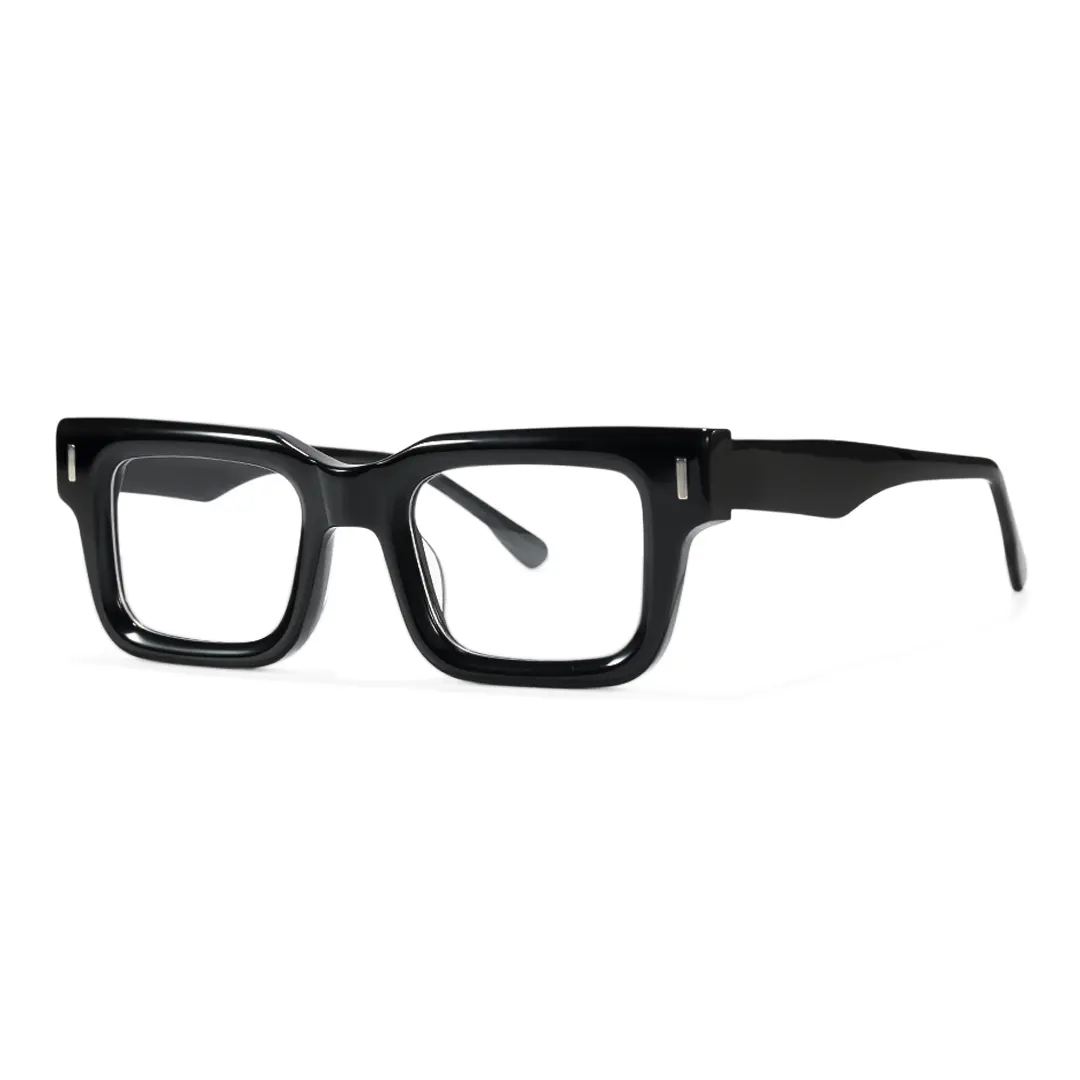 Angle view of Tavi rectangle acetate eyeglasses EA0052506 in black